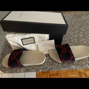 Gucci Velvet GG Monogram Slides